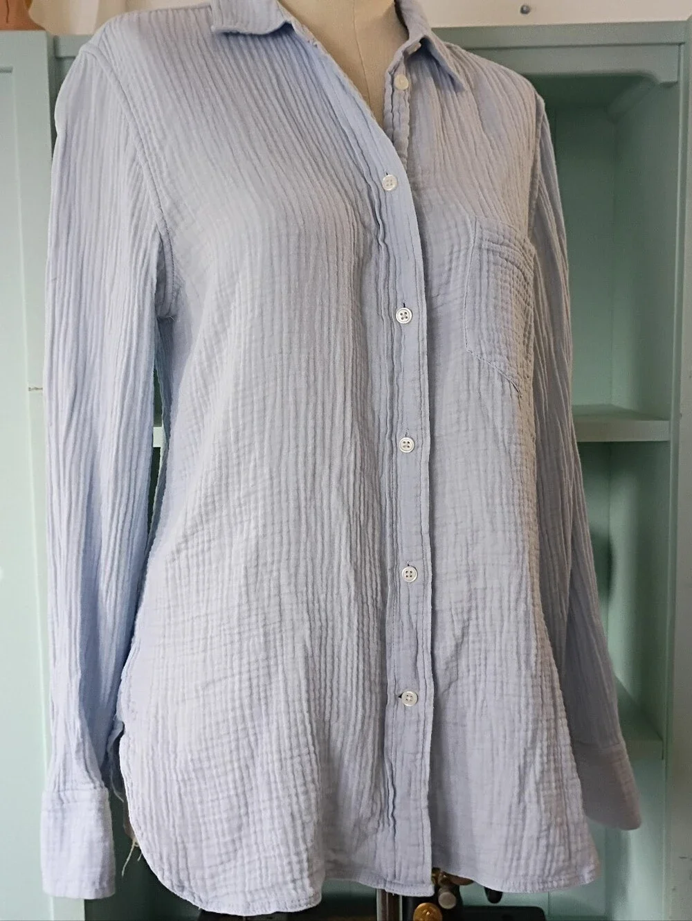 Women's Cotton Double Gauze Button Down Shirt